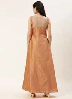 Peach Art Silk Jacquard Dress Festive Wear 12 Peach Art Silk Jacquard Dress Festive Wear -ZariGrace Shop Peach Art Silk Jacquard Dress DRBS02212489 b