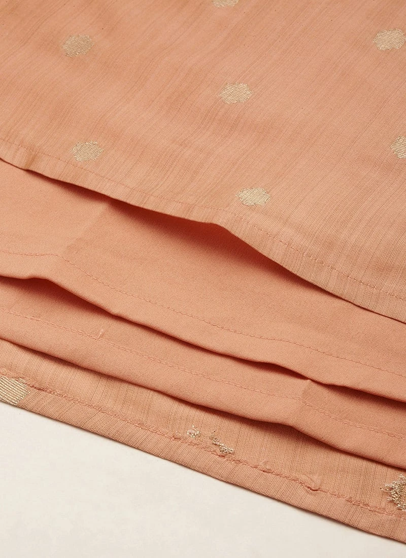 Peach Art Silk Jacquard Dress Festive Wear 9 Peach Art Silk Jacquard Dress Festive Wear - Image 7