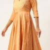 Peach Art Silk Jacquard Pleated Yoke Gown Wedding Wear -ZariGrace Shop Peach Art Silk Jacquard Pleated Yoke Gown IWBS02212540 l