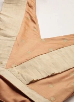 Peach Art Silk Jacquard Ruffled Dress Festive Wear -ZariGrace Shop Peach Art Silk Jacquard Ruffled Dress DRBS02211144 rrc1