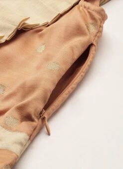 Peach Art Silk Jacquard Ruffled Dress Festive Wear -ZariGrace Shop Peach Art Silk Jacquard Ruffled Dress DRBS02211144 rrc3