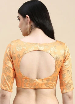 Peach Brocade Blouse Festive Wear Wedding Wear 13 Peach Brocade Blouse Festive Wear Wedding Wear -ZariGrace Shop Peach Brocade Blouse BLBS02210831 b 1