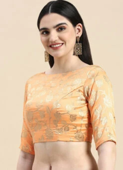 Peach Brocade Blouse Festive Wear Wedding Wear