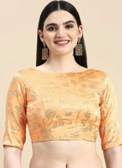 Peach Brocade Blouse Festive Wear Wedding Wear 12 Peach Brocade Blouse Festive Wear Wedding Wear -ZariGrace Shop Peach Brocade Blouse BLBS02210831 u 1