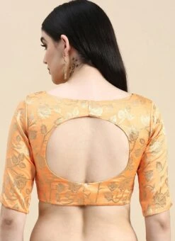 Peach Brocade Blouse Festive Wear Wedding Wear 15 Peach Brocade Blouse Festive Wear Wedding Wear -ZariGrace Shop Peach Brocade Blouse BLBS02210831 rrc2 1