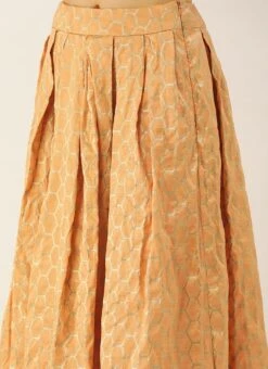 Peach Brocade Box Pleated Skirt Festive Wear -ZariGrace Shop Peach Brocade Box Pleated Skirt WBBS02012679 rrc1