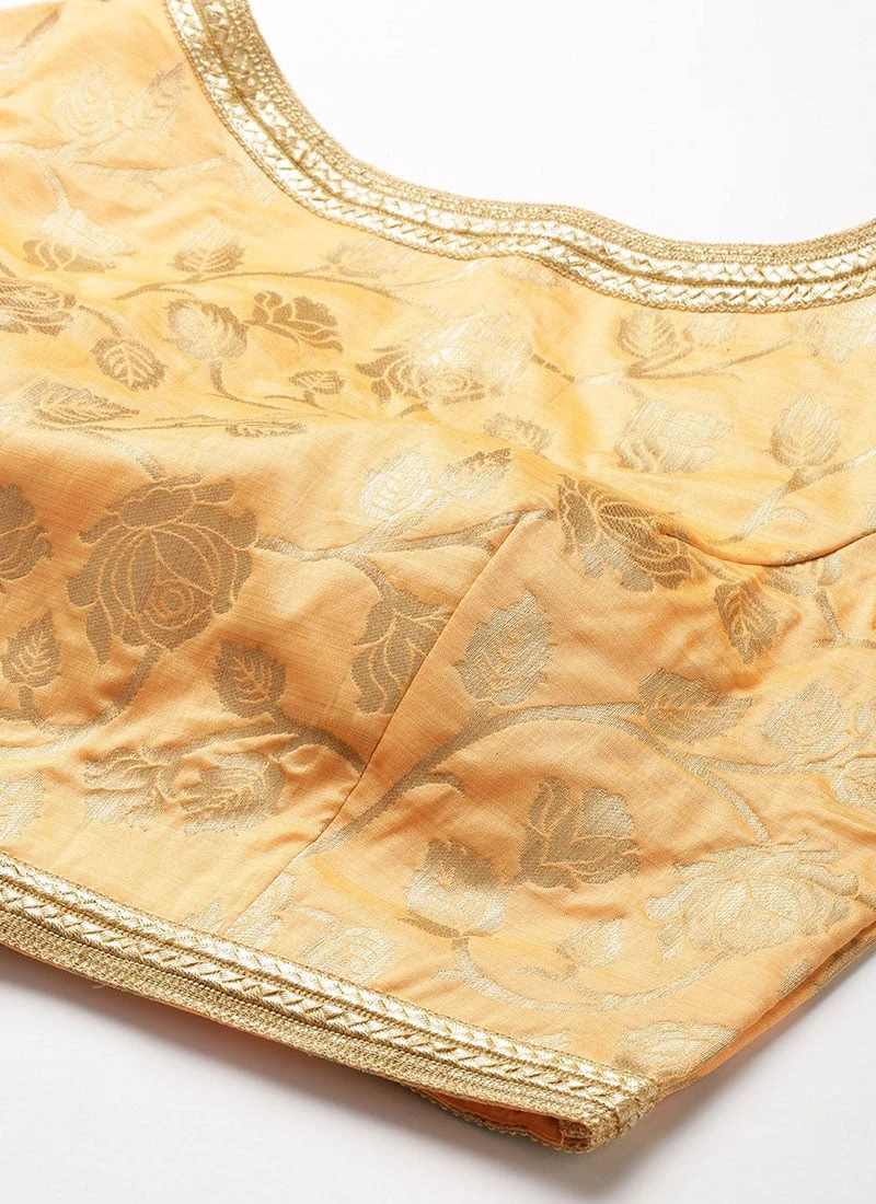Peach Brocade Half Sleeve Blouse Festive Wear Wedding Wear 7 Peach Brocade Half Sleeve Blouse Festive Wear Wedding Wear - Image 5