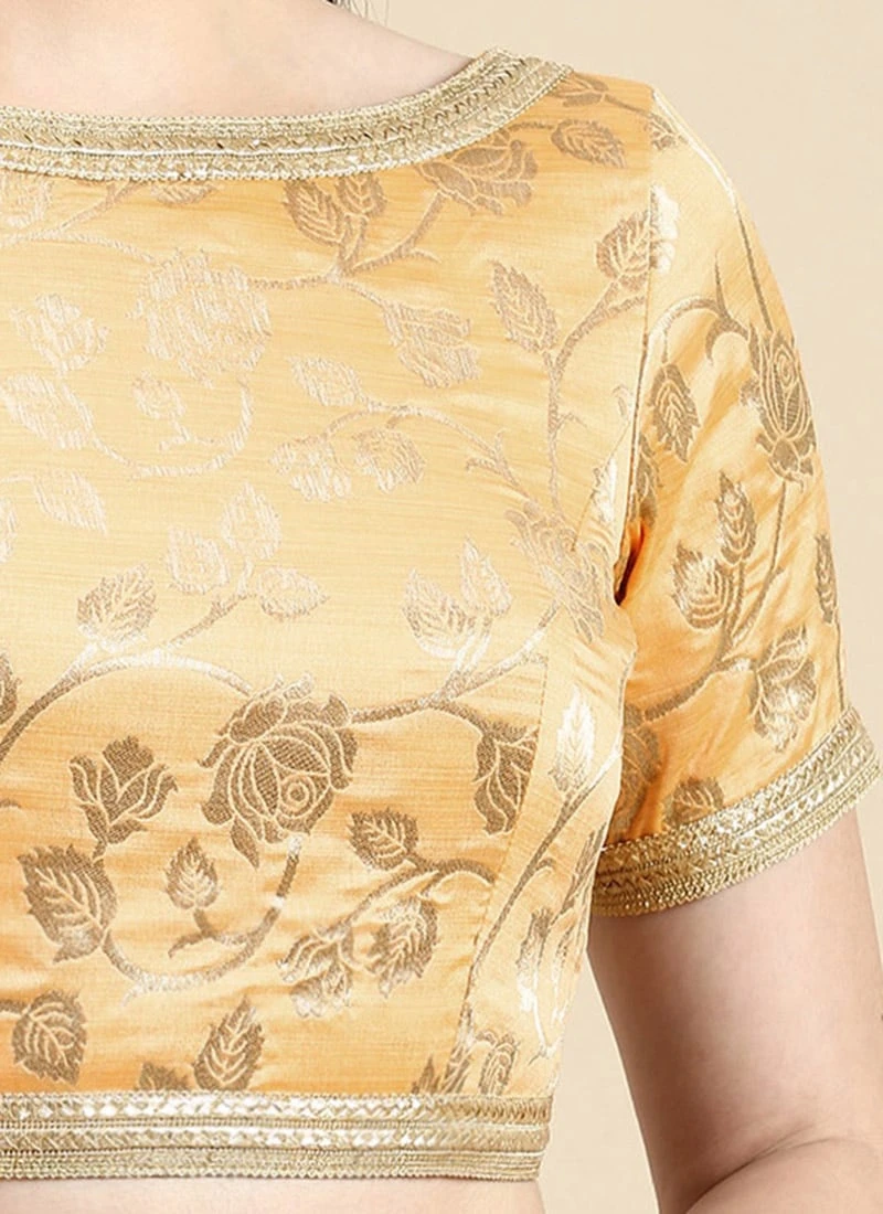 Peach Brocade Half Sleeve Blouse Festive Wear Wedding Wear 9 Peach Brocade Half Sleeve Blouse Festive Wear Wedding Wear - Image 7