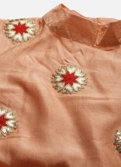 Peach Embroidered Fabric Kurta Straight Pant Set Festive Wear -ZariGrace Shop Peach Embroidered Fabric Kurta Straight Pant Set KSBS01912107 rrc1