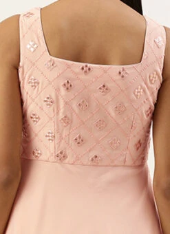 Peach Embroidered Georgette Layered Gown Party Wear 15 Peach Embroidered Georgette Layered Gown Party Wear -ZariGrace Shop Peach Embroidered Georgette Layered Gown IWBS02208524 rrc2