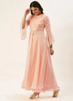 Peach Embroidered Georgette Top Festive Wear 12 Peach Embroidered Georgette Top Festive Wear -ZariGrace Shop Peach Embroidered Georgette Top KRBS02307681 u