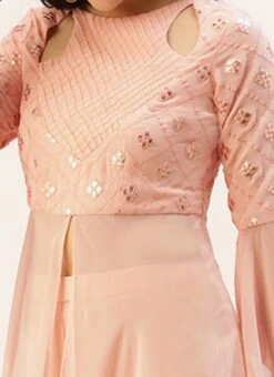 Peach Embroidered Georgette Top Festive Wear 14 Peach Embroidered Georgette Top Festive Wear -ZariGrace Shop Peach Embroidered Georgette Top KRBS02307681 rrc1