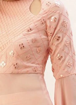 Peach Embroidered Georgette Top Festive Wear 16 Peach Embroidered Georgette Top Festive Wear -ZariGrace Shop Peach Embroidered Georgette Top KRBS02307681 rrc3