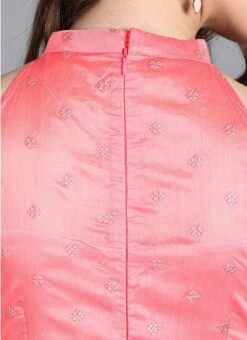 Peach Embroidered Halter Neckline Gown Festive Wear -ZariGrace Shop Peach Embroidered Halter Neckline Gown IWBS01910279 rrc2