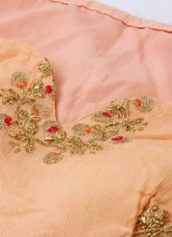 Peach Embroidered Layered Lehenga Set Party Wear -ZariGrace Shop Peach Embroidered Layered Lehenga Set GHBS02004348 rrc1