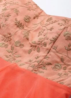 Peach Embroidered Layered Style Gown Wedding Wear -ZariGrace Shop Peach Embroidered Layered Style Gown IWBS02009838 rrc1