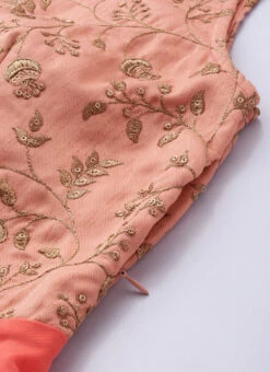 Peach Embroidered Layered Style Gown Wedding Wear -ZariGrace Shop Peach Embroidered Layered Style Gown IWBS02009838 rrc3