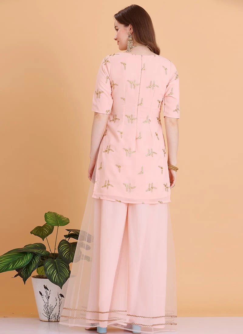 Dupatta From Peach Embroidered Palazzo Suit After Six Wear 6 Dupatta From Peach Embroidered Palazzo Suit After Six Wear - Image 4