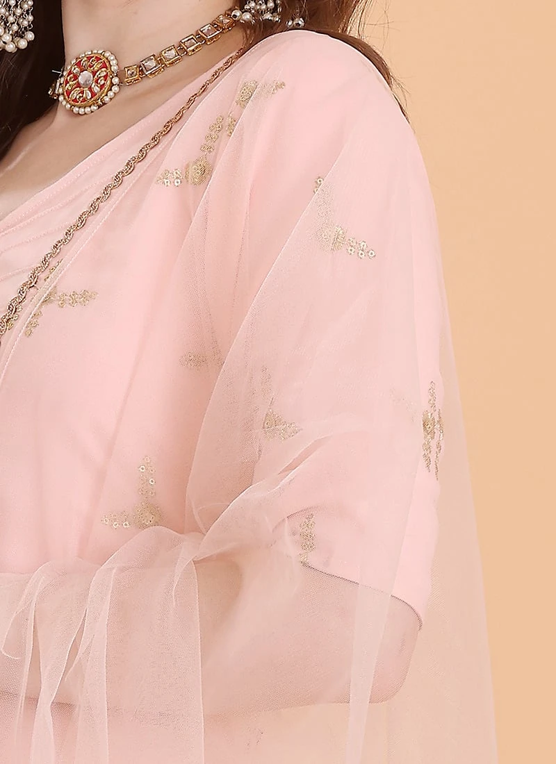 Bottom From Peach Embroidered Palazzo Suit After Six Wear 9 Bottom From Peach Embroidered Palazzo Suit After Six Wear - Image 7