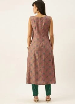 Peach Foil N Skipper Green Kurta Straight Pant Suit After Six Wear -ZariGrace Shop Peach Foil N Skipper Green Kurta Straight Pant Suit KSBS02201196 b