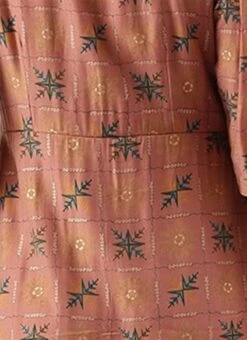 Peach Foil Printed A Line Dress After Six Wear Work Wear -ZariGrace Shop Peach Foil Printed A line Dress DRBS02111070 rrc2 1