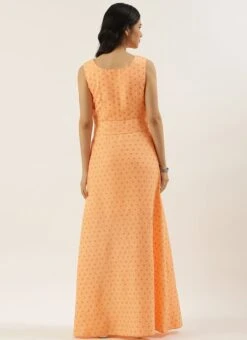 Peach Foil Printed Cotton Maxi Dress After Six Wear Festive Wear 13 Peach Foil Printed Cotton Maxi Dress After Six Wear Festive Wear -ZariGrace Shop Peach Foil Printed Cotton Maxi Dress DRBS02206182 b