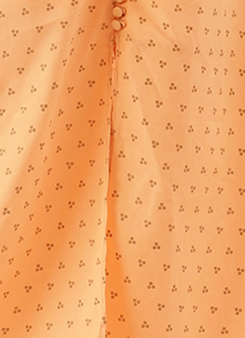 Peach Foil Printed Cotton Maxi Dress After Six Wear Festive Wear 9 Peach Foil Printed Cotton Maxi Dress After Six Wear Festive Wear - Image 7