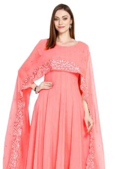 Peach Georgette Anarkali Suit After Six Wear -ZariGrace Shop Peach Georgette Anarkali Suit SLKRRWRS021 b