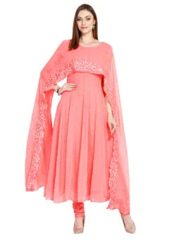 Peach Georgette Anarkali Suit After Six Wear -ZariGrace Shop Peach Georgette Anarkali Suit SLKRRWRS021 u