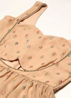 Peach Georgette Embroidered Maxi Dress Festive Wear -ZariGrace Shop Peach Georgette Embroidered Maxi Dress DRBS02210901 rrc1