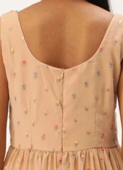 Peach Georgette Embroidered Maxi Dress Festive Wear -ZariGrace Shop Peach Georgette Embroidered Maxi Dress DRBS02210901 rrc2