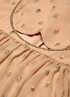 Peach Georgette Embroidered Maxi Dress Festive Wear -ZariGrace Shop Peach Georgette Embroidered Maxi Dress DRBS02210901 rrc3