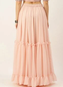 Peach Georgette Half Circular N Gathered Skirt Party Wear -ZariGrace Shop Peach Georgette Half Circular N Gathered Skirt WBBS02306397 b