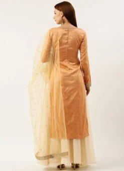 Dupatta From Peach Jacquard N Cream Net Sharara Suit Set After Six Wear -ZariGrace Shop Peach Jacquard N Cream Net Sharara Suit Set SLBS02301720 b