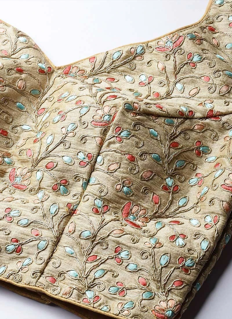 Peach N Beige Embroidered Lehenga Set Festive Wear 7 Peach N Beige Embroidered Lehenga Set Festive Wear - Image 5