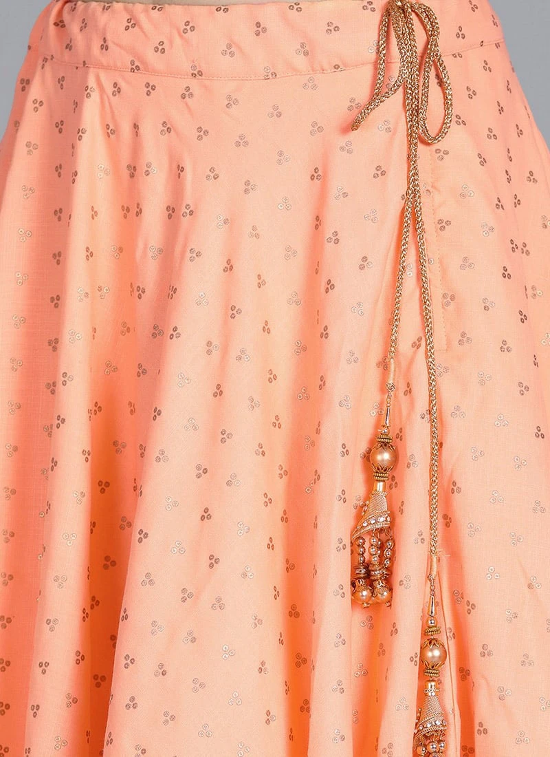 Peach N Beige Embroidered Lehenga Set Festive Wear 9 Peach N Beige Embroidered Lehenga Set Festive Wear - Image 7