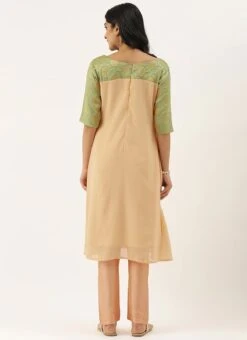 Peach N Green Straight Pant Kurta Set Festive Wear -ZariGrace Shop Peach N Green Straight Pant Kurta Set KSBS02101752 b