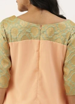 Peach N Green Straight Pant Kurta Set Festive Wear -ZariGrace Shop Peach N Green Straight Pant Kurta Set KSBS02101752 rrc2