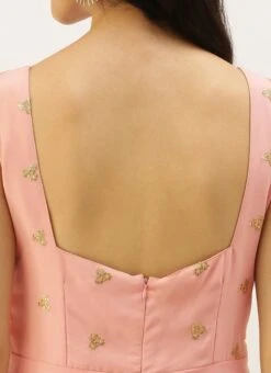Peach N Pink Embroidered Dress Party Wear -ZariGrace Shop Peach N Pink Embroidered Dress DRBS02206265 rrc2