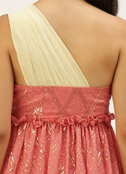 Peach N White Embroidered Tiered Maxi Dress Festive Wear -ZariGrace Shop Peach N White Embroidered Tiered Maxi Dress DRBS02206302 rrc2