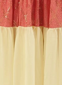 Peach N White Embroidered Tiered Maxi Dress Festive Wear -ZariGrace Shop Peach N White Embroidered Tiered Maxi Dress DRBS02206302 rrc4