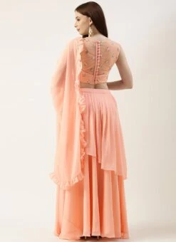 Peach N White Net Embroidered Lehenga Festive Wear 13 Peach N White Net Embroidered Lehenga Festive Wear -ZariGrace Shop Peach N White Net Embroidered Lehenga GHBS02211118 b