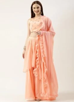 Peach N White Net Embroidered Lehenga Festive Wear 12 Peach N White Net Embroidered Lehenga Festive Wear -ZariGrace Shop Peach N White Net Embroidered Lehenga GHBS02211118 u