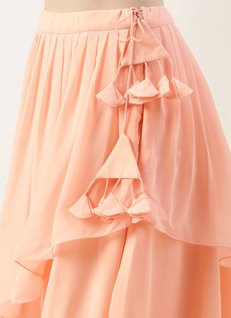 Peach N White Net Embroidered Lehenga Festive Wear 10 Peach N White Net Embroidered Lehenga Festive Wear - Image 8