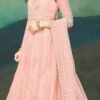 Peach Net Embroidered Anarkali Suit Party Wear -ZariGrace Shop Peach Net Embroidered Anarkali Suit SLSACW2495 l