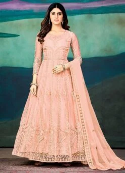 Peach Net Embroidered Anarkali Suit Party Wear 8 Peach Net Embroidered Anarkali Suit Party Wear -ZariGrace Shop Peach Net Embroidered Anarkali Suit SLSACW2495 u