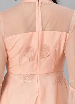 Peach Organza Embroidered Midi Dress After Six Wear -ZariGrace Shop Peach Organza Embroidered Midi Dress DRBS02205053 rrc2