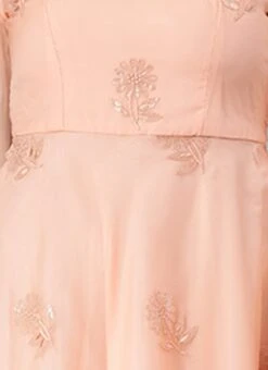 Peach Organza Embroidered Midi Dress After Six Wear -ZariGrace Shop Peach Organza Embroidered Midi Dress DRBS02205053 rrc3