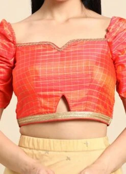 Peach Polyester Blouse Festive Wear -ZariGrace Shop Peach Polyester Blouse BLBS02301961 rrc4