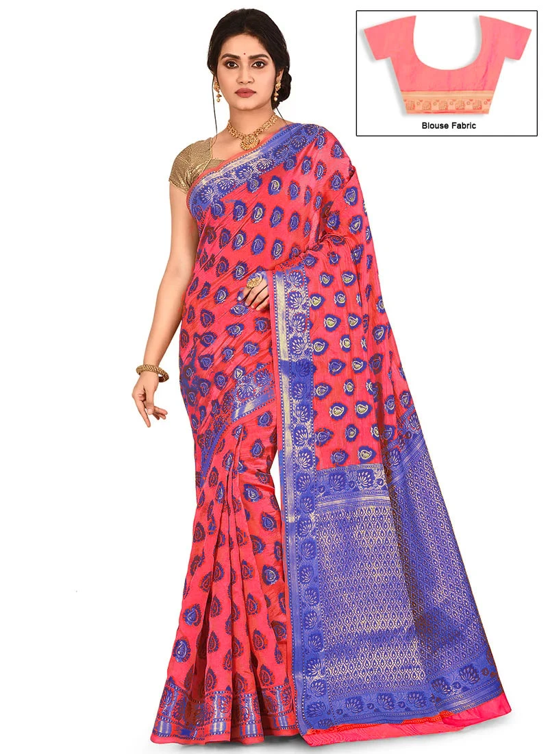 Peach Pure Silk Saree Festive Wear 5 Peach Pure Silk Saree Festive Wear - Image 3